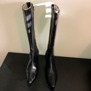 Bijou Black Leather heeled Boots Sz11W